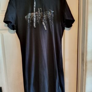 Black Graphic T-Shirt with Silver Accents